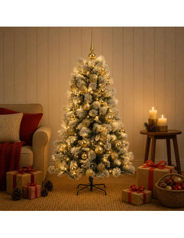 Albero di Natale artificiale con rami snodati e palline 150 cm