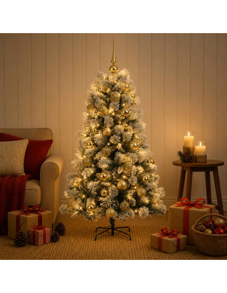 Albero di Natale artificiale con rami snodati e palline 150 cm