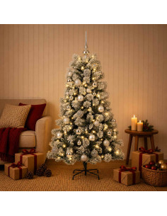 Albero di Natale artificiale con rami snodati e palline 150 cm