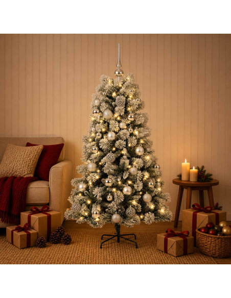 Albero di Natale artificiale con rami snodati e palline 150 cm