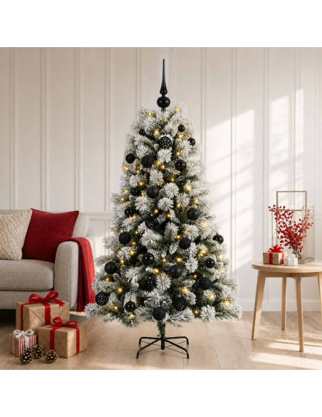 Albero di Natale artificiale con rami snodati e palline 150 cm