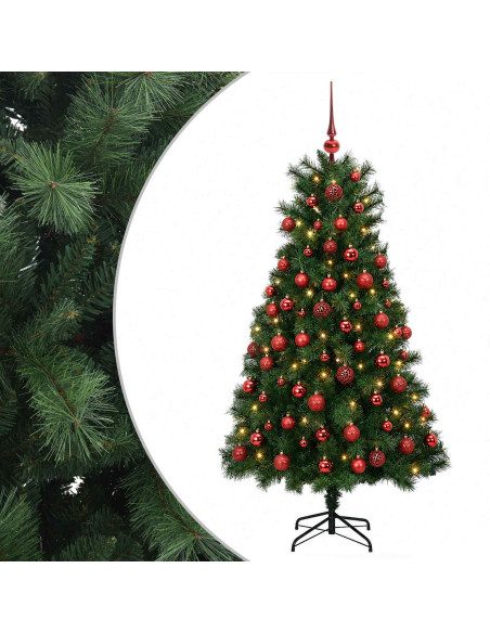Albero di Natale artificiale con rami snodati e palline 150 cm
