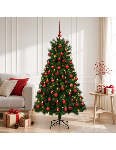 Albero di Natale artificiale con rami snodati e palline 150 cm