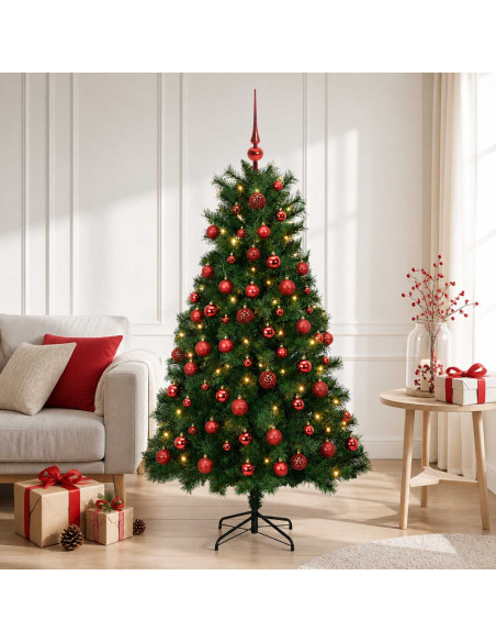 Albero di Natale artificiale con rami snodati e palline 150 cm