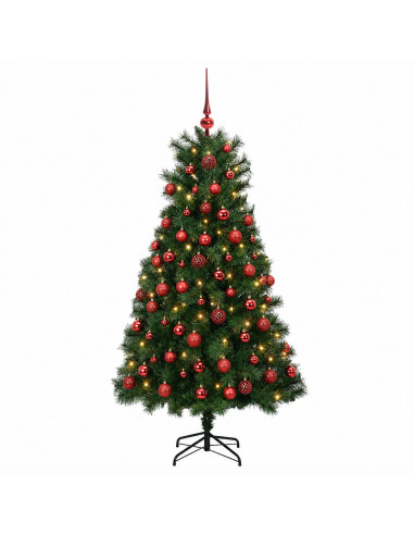 Albero di Natale artificiale con rami snodati e palline 150 cm