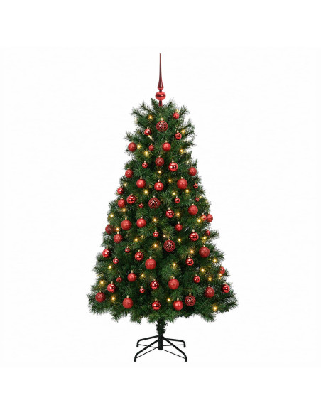 Albero di Natale artificiale con rami snodati e palline 150 cm