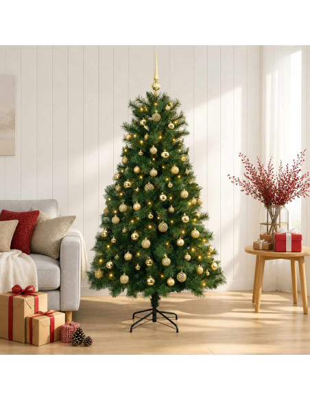 Albero di Natale artificiale con rami snodati e palline 150 cm