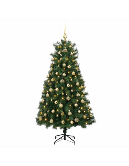 Albero di Natale artificiale con rami snodati e palline 150 cm