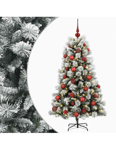 Albero di Natale artificiale con rami snodati e palline 150 cm