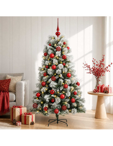 Albero di Natale artificiale con rami snodati e palline 150 cm