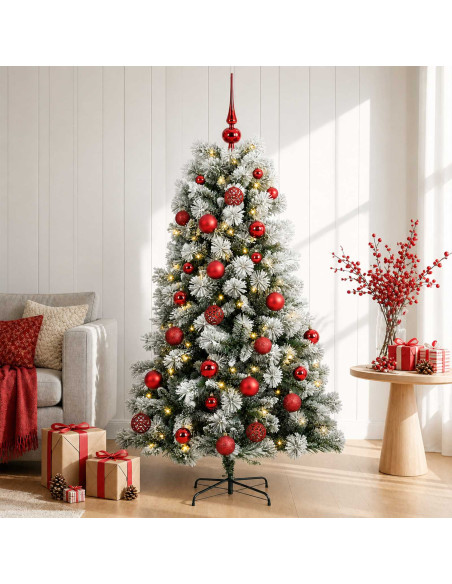 Albero di Natale artificiale con rami snodati e palline 150 cm