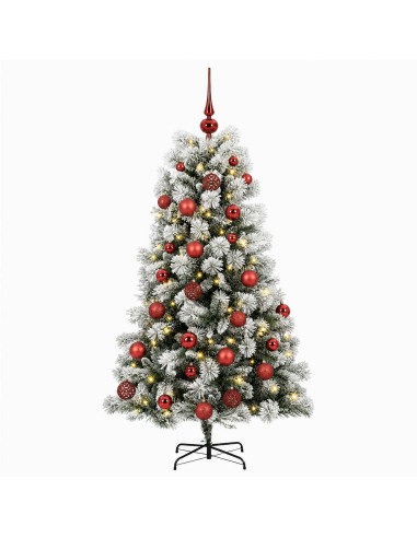 Albero di Natale artificiale con rami snodati e palline 150 cm