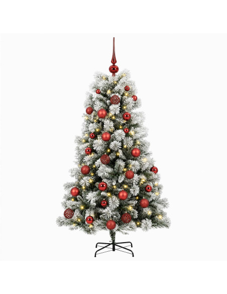 Albero di Natale artificiale con rami snodati e palline 150 cm