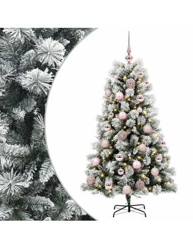 Albero di Natale artificiale con rami snodati e palline 150 cm