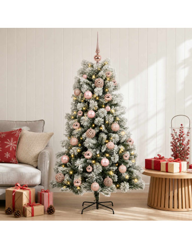 Albero di Natale artificiale con rami snodati e palline 150 cm