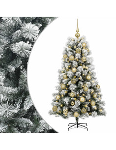 Albero di Natale artificiale con rami snodati e palline 150 cm 2