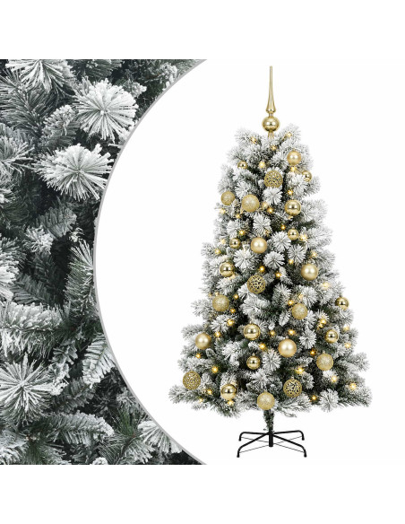 Albero di Natale artificiale con rami snodati e palline 150 cm