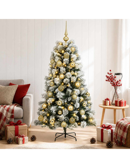 Albero di Natale artificiale con rami snodati e palline 150 cm