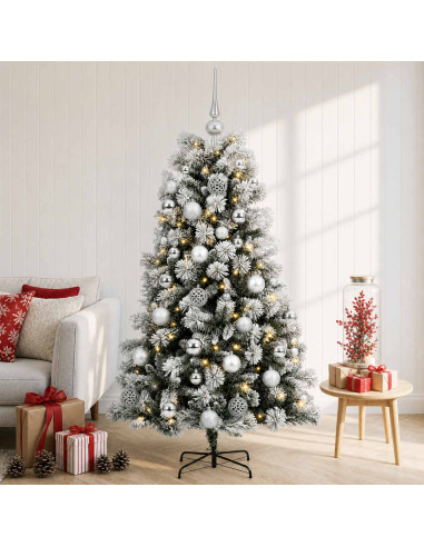 Albero di Natale artificiale con rami snodati e palline 150 cm