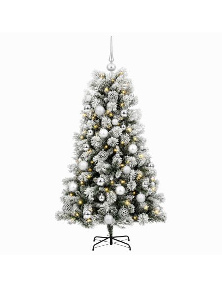 Albero di Natale artificiale con rami snodati e palline 150 cm
