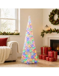 Albero di Natale LED pop-up 150 cm 100 LED PVC e PET Bianco