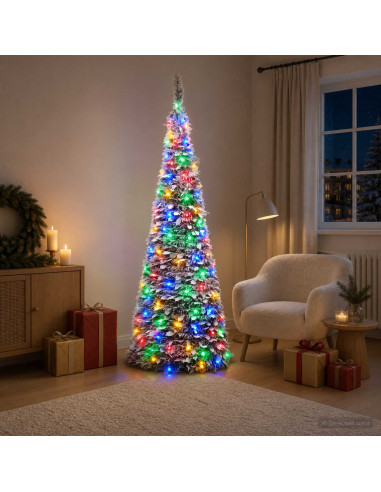 Albero di Natale LED pop-up 210 cm 200 LED PVC Verde e bianco