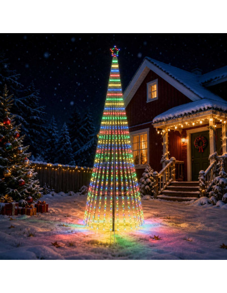 Albero di Natale LED 400 cm 1028 LED Multicolore Acciaio Nero
