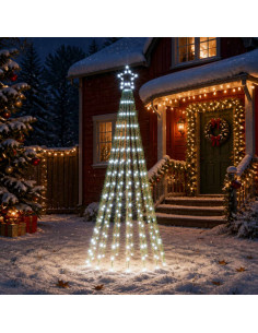 Albero di Natale LED 180 cm 255 LED Bianco freddo Acciaio Nero