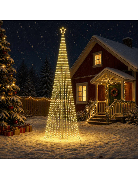 Albero di Natale LED 500 cm 1524 LED Bianco caldo Acciaio Nero