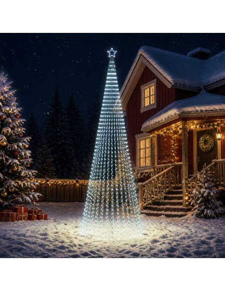 Albero di Natale LED 500 cm 1524 LED Bianco freddo Acciaio Nero