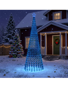 Albero di Natale LED 300 cm 668 LED Blu Acciaio Nero