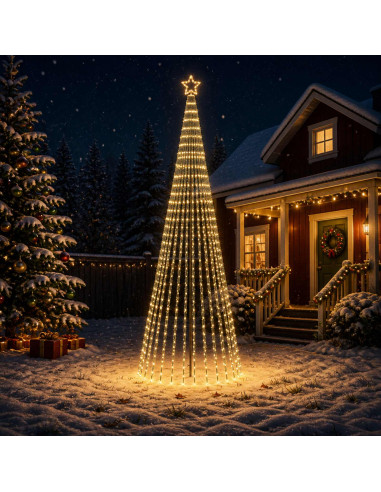 Albero di Natale LED 400 cm 1028 LED Bianco caldo Acciaio Nero