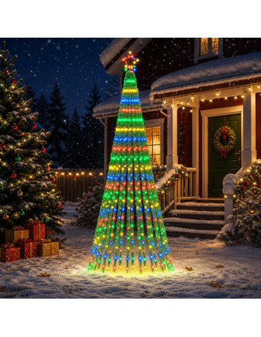 Albero di Natale LED 250 cm 475 LED Multicolore Acciaio Nero