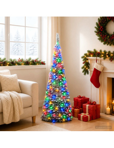 Albero di Natale LED pop-up 150 cm 100 LED PVC Verde e bianco