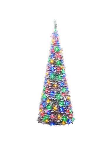 Albero di Natale LED pop-up 150 cm 100 LED PVC Verde e bianco