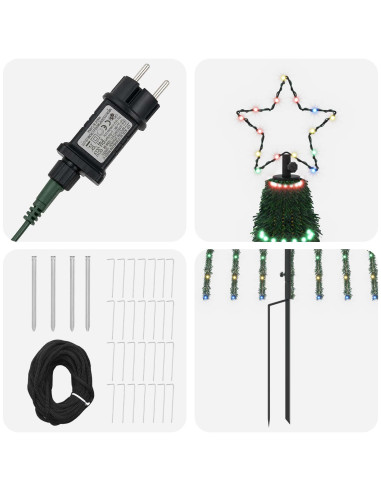 Albero di Natale LED 400 cm 1028 LED Multicolore Acciaio Nero