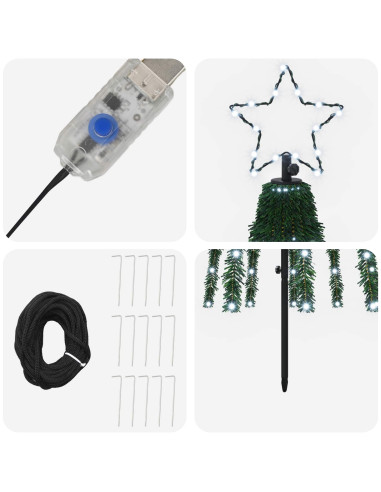 Albero di Natale LED 180 cm 255 LED Bianco freddo Acciaio Nero