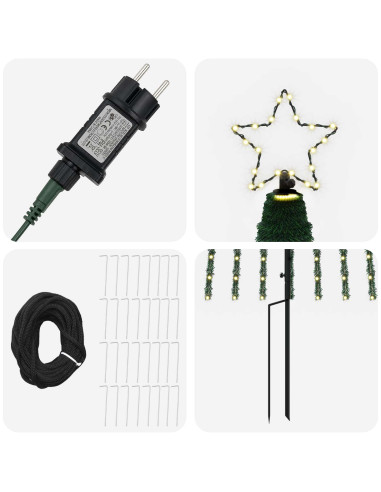 Albero di Natale LED 500 cm 1524 LED Bianco caldo Acciaio Nero