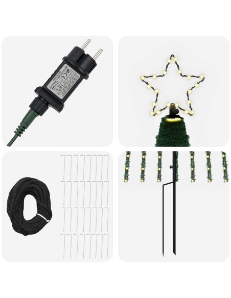 Albero di Natale LED 500 cm 1524 LED Bianco caldo Acciaio Nero