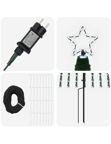 Albero di Natale LED 500 cm 1524 LED Bianco freddo Acciaio Nero