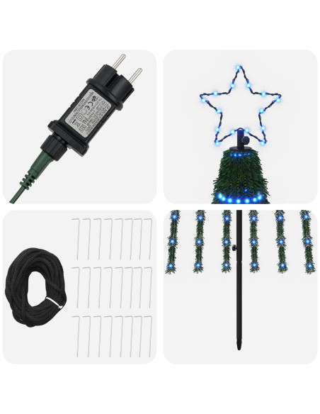 Albero di Natale LED 300 cm 668 LED Blu Acciaio Nero