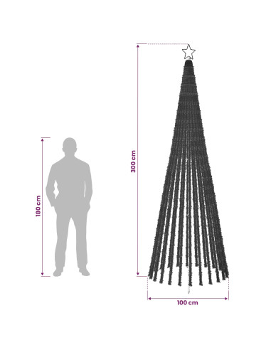Albero di Natale LED 300 cm 668 LED Blu Acciaio Nero