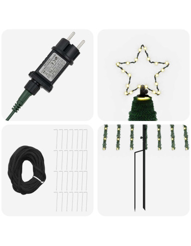 Albero di Natale LED 400 cm 1028 LED Bianco caldo Acciaio Nero