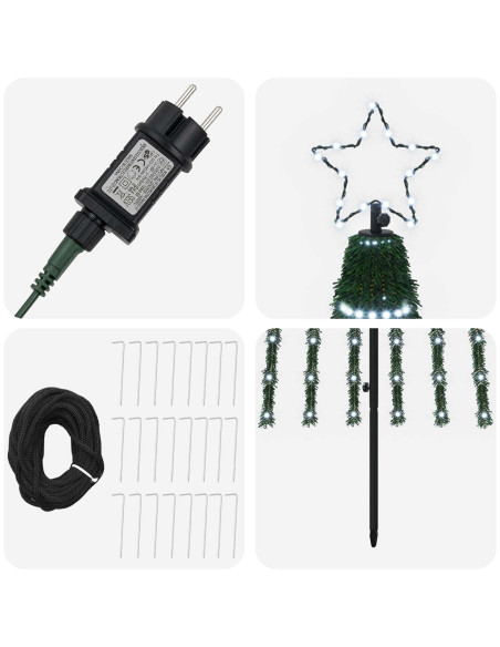 Albero di Natale LED 300 cm 668 LED Bianco freddo Acciaio Nero