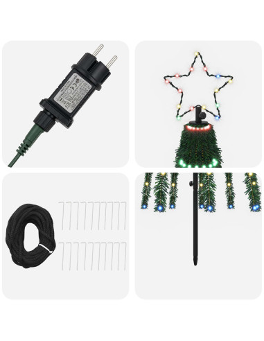 Albero di Natale LED 250 cm 475 LED Multicolore Acciaio Nero