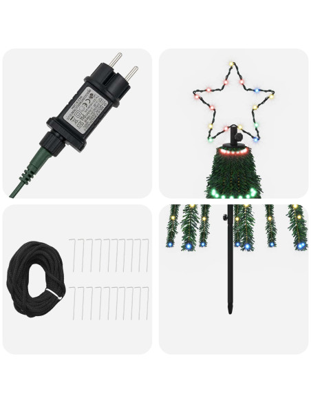 Albero di Natale LED 250 cm 475 LED Multicolore Acciaio Nero