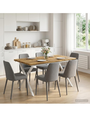 Tavolo da pranzo con bordo vivo 140 x 70 x 75 cm