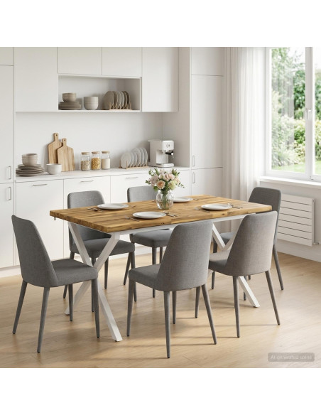 Tavolo da pranzo con bordo vivo 140 x 90 x 75 cm