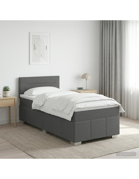 Letto box spring con materasso Grigio Scuro 100 x 200 cm