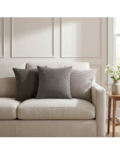Federa 2 pz HEERLEN Grigio Scuro 30 x 30 cm corduroy